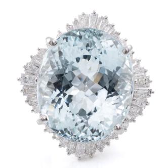 17.89ct Aquamarine and Diamond Ring