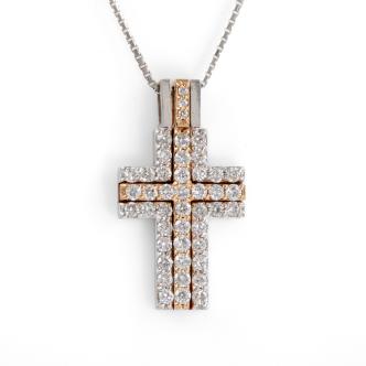 Two Diamond Cross 18ct Gold Pendant