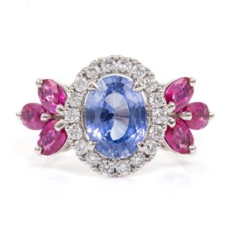 Sapphire, Ruby and Diamond Ring GIA