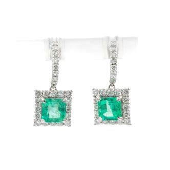 2.06ct Emerald and Diamond Earrings