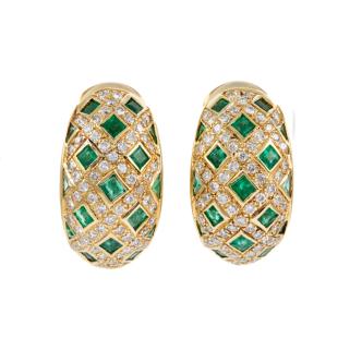 2.64ct Emerald and Diamond Earrings