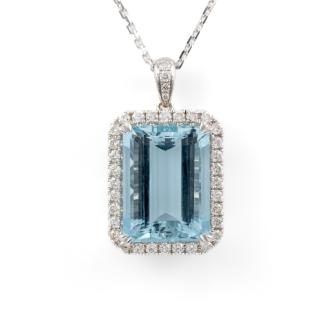 11.22ct Aquamarine and Diamond Pendant