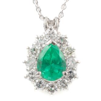 1.06ct Emerald and Diamond Pendant