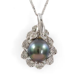 12mm Tahitian Pearl & Diamond Pendant