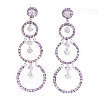 Pink Sapphire and Diamond Earrings