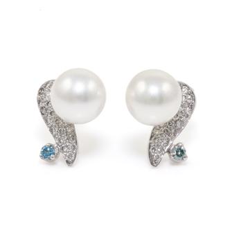 6.8mm Akoya Pearl & Diamond Earrings