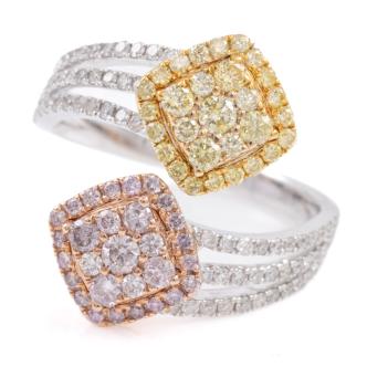 0.84ct Yellow & Pink Diamond Dress Ring