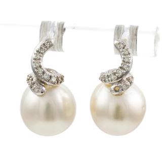 11mm South Sea Pearl & Diamond Earrings
