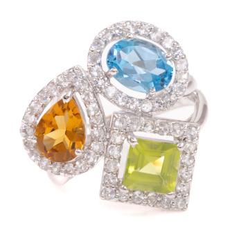 Mixed Gemstones & Diamond Ring