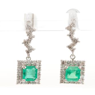 1.19ct Emerald and Diamond Earrings