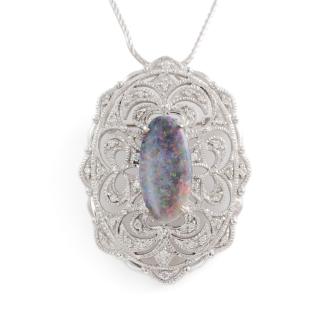 2.95ct Opal and Diamond Pendant/Brooch