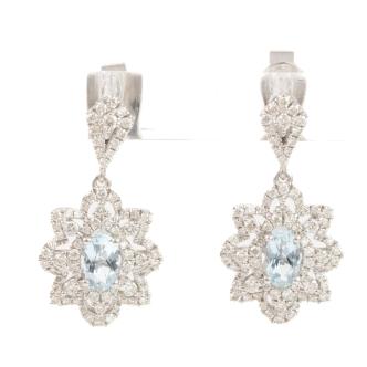 0.43ct Aquamarine and Diamond Earrings