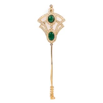 1.20ct Emerald and Diamond Brooch