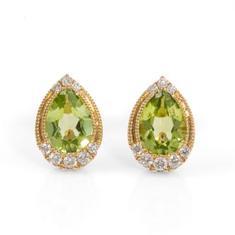 1.34ct Peridot and Diamond Earrings