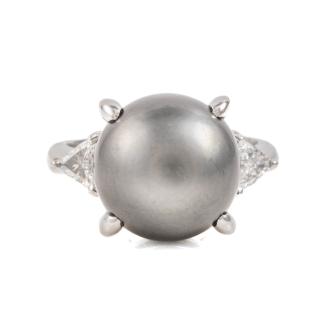 12.0mm Tahitian Pearl & Diamond Ring