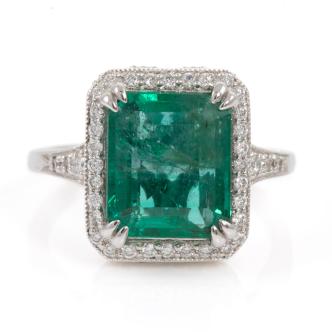 5.97ct Zambian Emerald and Diamond Ring