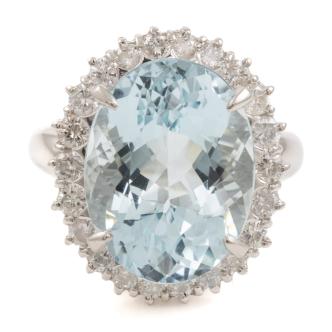 9.58ct Aquamarine and Diamond Pearl