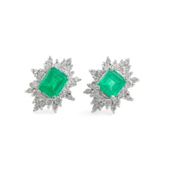 0.93ct Emerald and Diamond Earrings