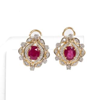 1.00ct Ruby and Diamond Earrings