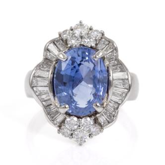 6.41ct Unheated Sapphire & Diamond Ring