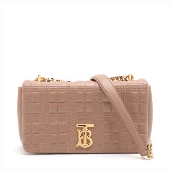 Burberry Quilted Lola Leather Bag Beige