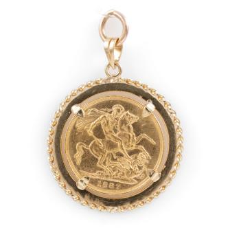 9ct & 22ct Gold Coin Pendant 11.7g