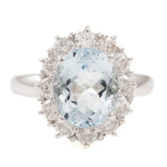 2.90ct Aquamarine and Diamond Ring