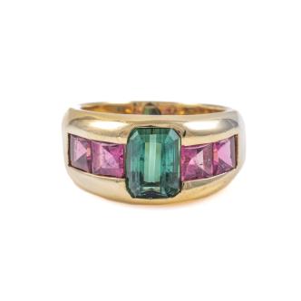 Green & Pink Tourmaline Ring