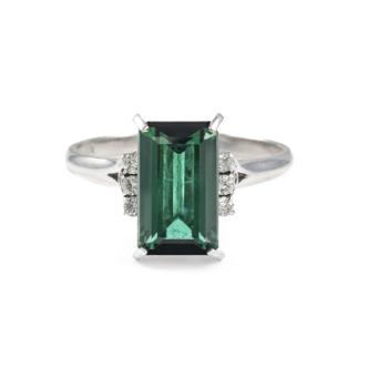 3.15ct Green Tourmaline and Diamond Ring