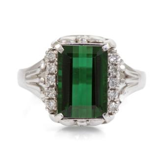 3.50ct Green Tourmaline & Diamond Ring