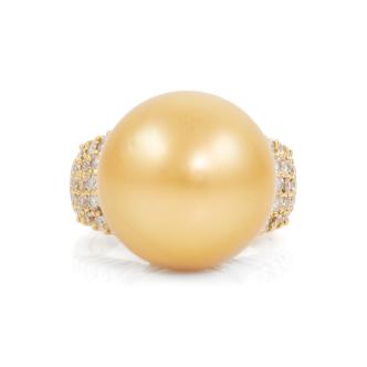 16.3mm Golden South Sea Pearl Ring