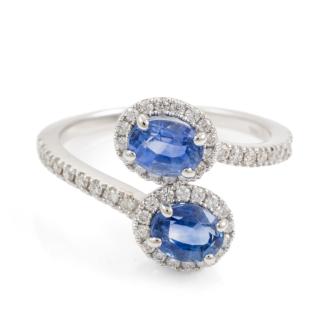 Sri Lankan Sapphire & Diamond Ring GIA