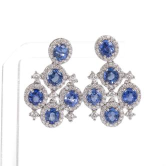 Sri Lankan Sapphire and Diamond Earrings