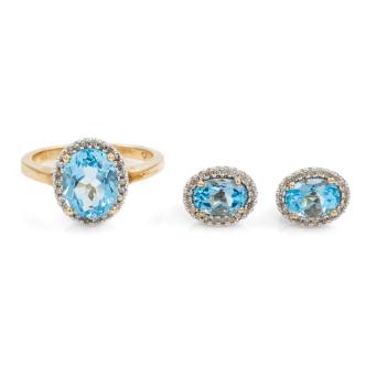 Topaz and Diamond Ring & Earring Set