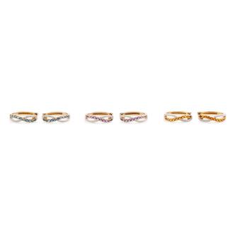Set of 3 Huggie Diamond & Gem Earrings
