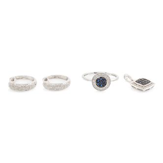 Blue Sapphire & Diamond Three piece Set