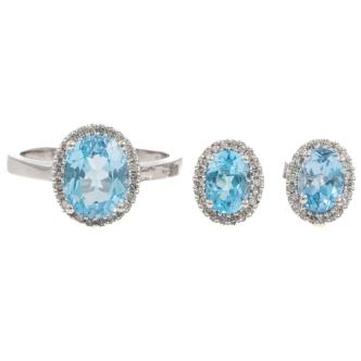 Blue Topaz Ring and Earring Set