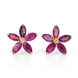 Marquise Cut Ruby Earrings