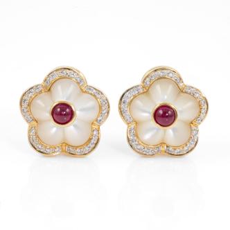 0.30cts Ruby and Diamond Earrings
