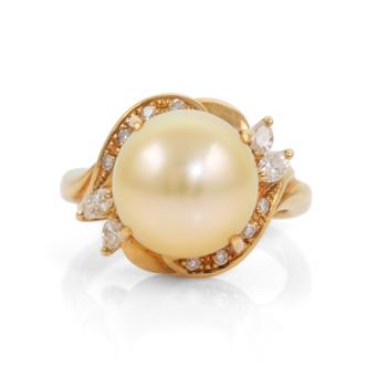 11.2mm Light Golden South Sea Pearl Ring