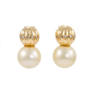 10.2mm South Sea Pearl & Diamond Earrings