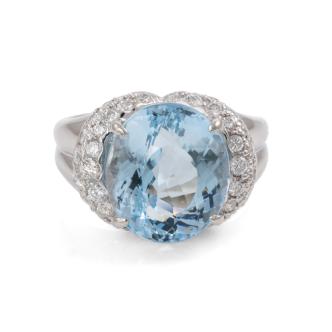 6.37ct Aquamarine & Diamond Ring