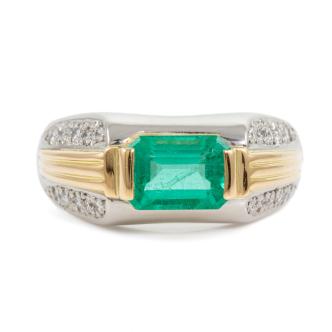 1.77ct Emerald & Diamond Mens Ring