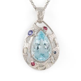 Aquamarine, Gemstone & Diamond Pendant