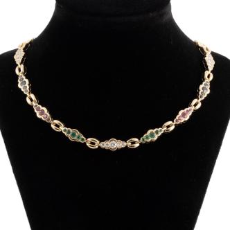 Mixed Gemstones & Diamond Necklace