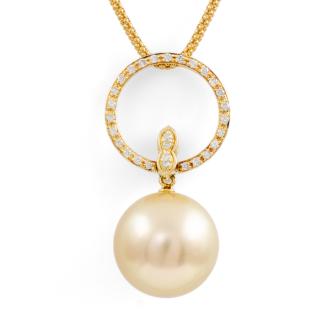 16.5mm Pearl and Diamond Pendant