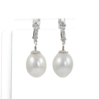 11.4mm South Sea Pearl, Diamond Earrings