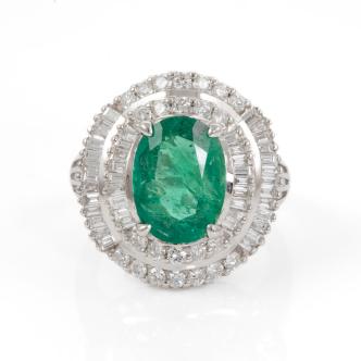4.68ct Zambian Emerald and Diamond Ring