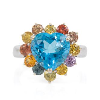 Topaz & Multi-Coloured Sapphire Ring