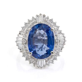 7.12ct Sri Lankan Sapphire & Diamond Ring